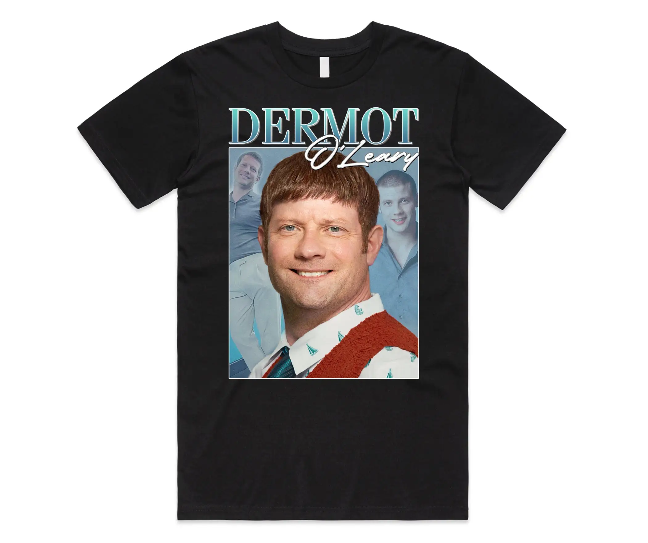 Vintage Dermot O'Leary Homage T Shirt Top TV Presenter UK Morning Funny Adult