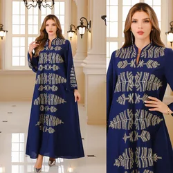 Eid Muslim Party Dress for Women Sequins Print Long Dresses Ramadan Abaya Morocco Kaftan Vestidos Largos Dubai Robe Jalabiya