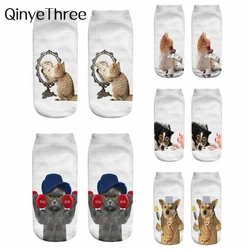 New Women's 3D Printed Funny Cute Cartoon Kitten Puppy Unisex Creative Cat Dog Happy Short Ankle Socks Pop Dropship