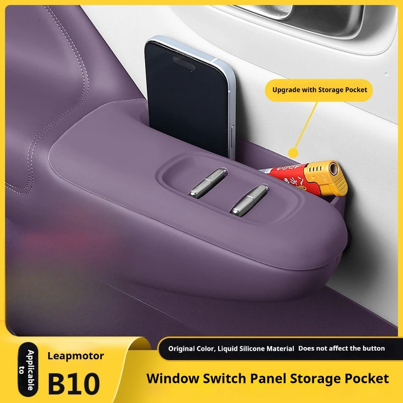 

4Pcs Car Door Handle Storage Box for Leapmotor B10 B03X A10 Window Control Button Decoration Silicone Interior Car Accessories