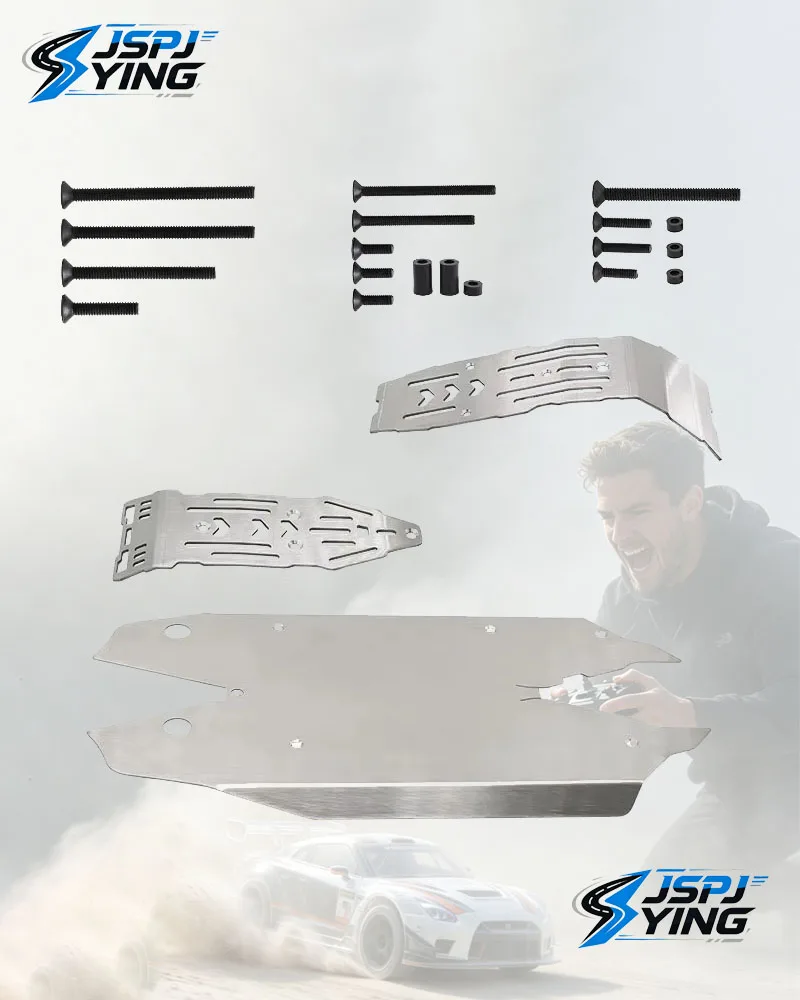 Metal Chassis Armor Skid Plate Set, Underbody Protective Guard Upgrade Spare Parts for Arrma 1/8 Mojave 4S 4X4 BLX RC Desert Tru