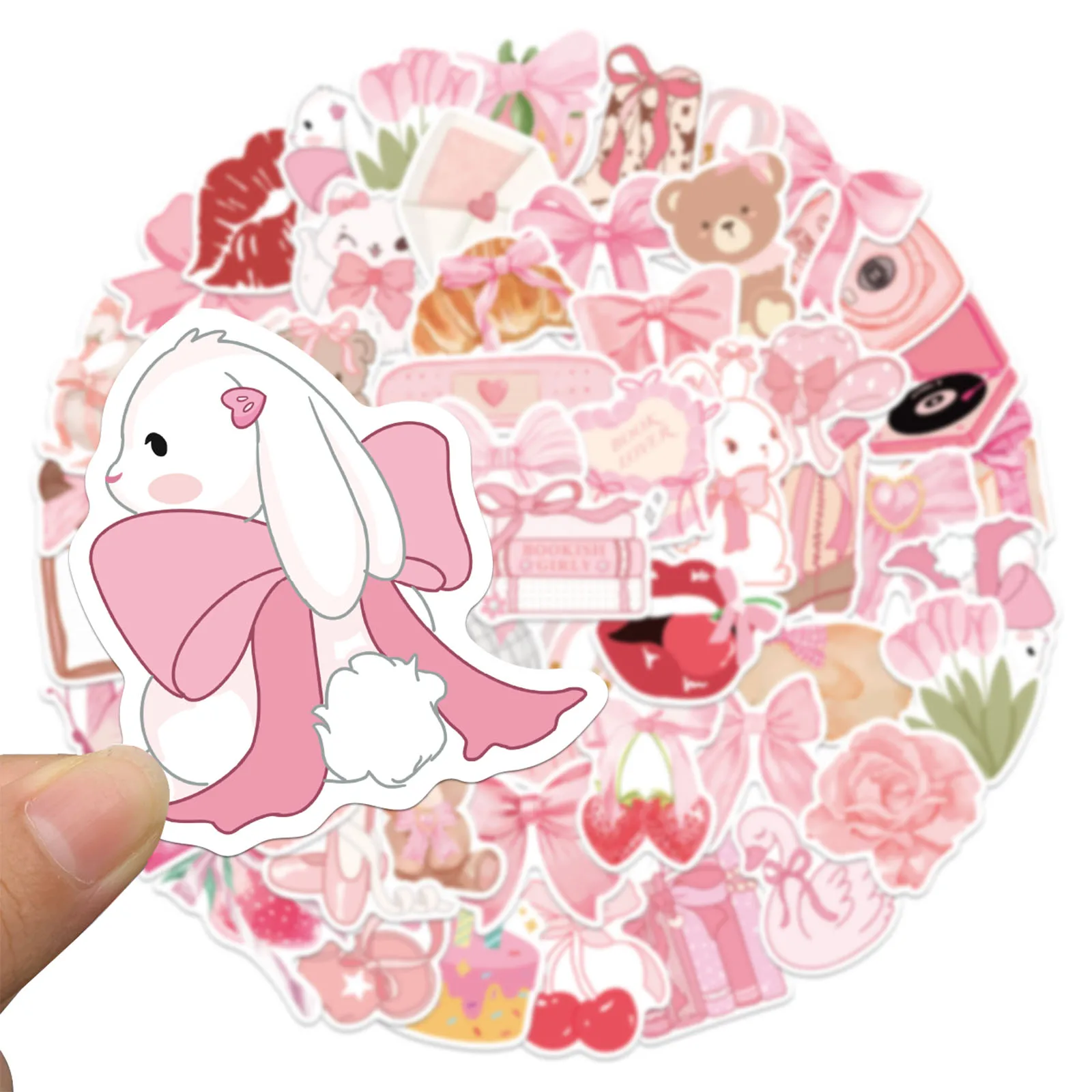 50PCS Pink Fun Park Stickers Exquisite Handbooks Material Phone Cases Laptop Suitcases Water Cups Waterproof Stickers