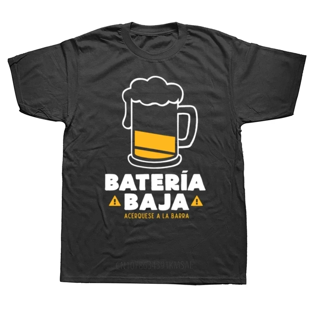 

Mexican Beer Necesito Cerveza Funny Low Battery Beer Drinking T Shirts Summer Graphic Cotton Streetwear Spanish Gifts T-shirt