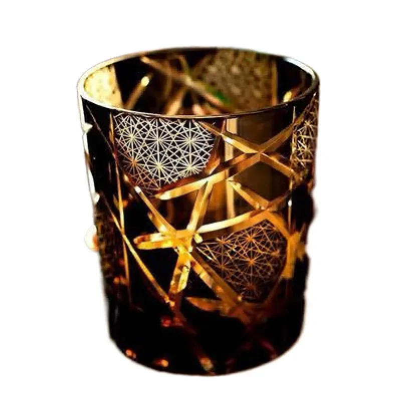 

Light luxury Japanese high-value crystal glass exquisite black lightning pattern whisky glass