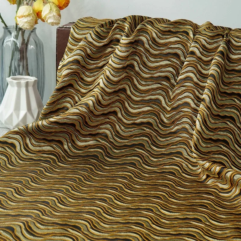 

Fashion Soft Wave Brocade Jacquard Fabric for Dress Coat Hug Pillow Clothing Yarn Dyed Cloth Diy Per Meter Sewing Material