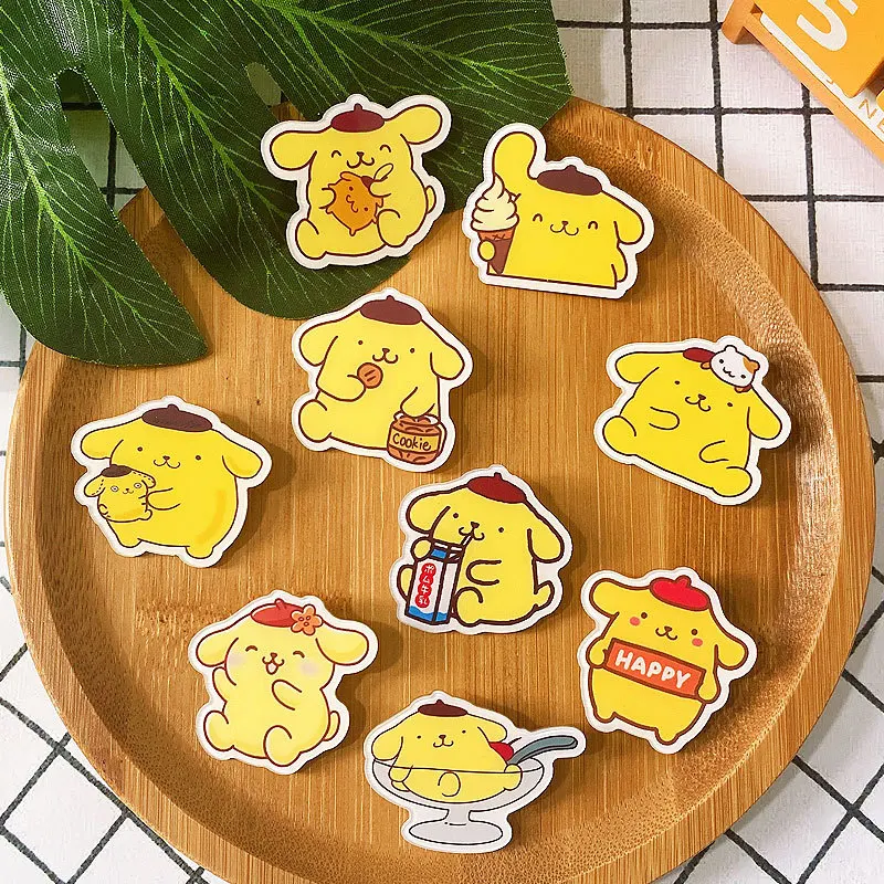 Sanrio PompomPurin Brooch Action Anime Figures PompomPurin Acrylic Brooch Cute Cartoon Backpack Clothing Ornaments Children Gift