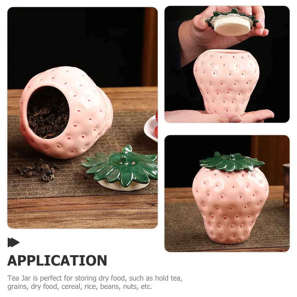 Ceramics Strawberry Shaped Sealed Food Storage Tea Can Container Food Storage Jar Cookie Candy Canisters Home Kitchen Decors - Image 4