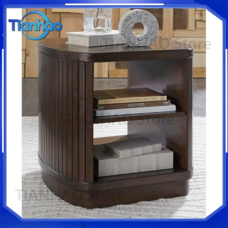 High Quality Modern Brown Mango Wood Side Table Sofa End Table for Living Room Furniture