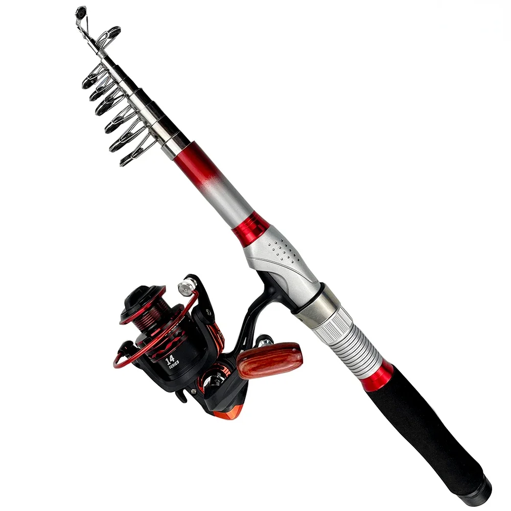 Baitcasting Fishing Rod Full Kits Carbon Telescopic Sea Pole 1.8M-3.6M and Metal Spool 2000-5000 Series Drag 8kg for Bass Carp