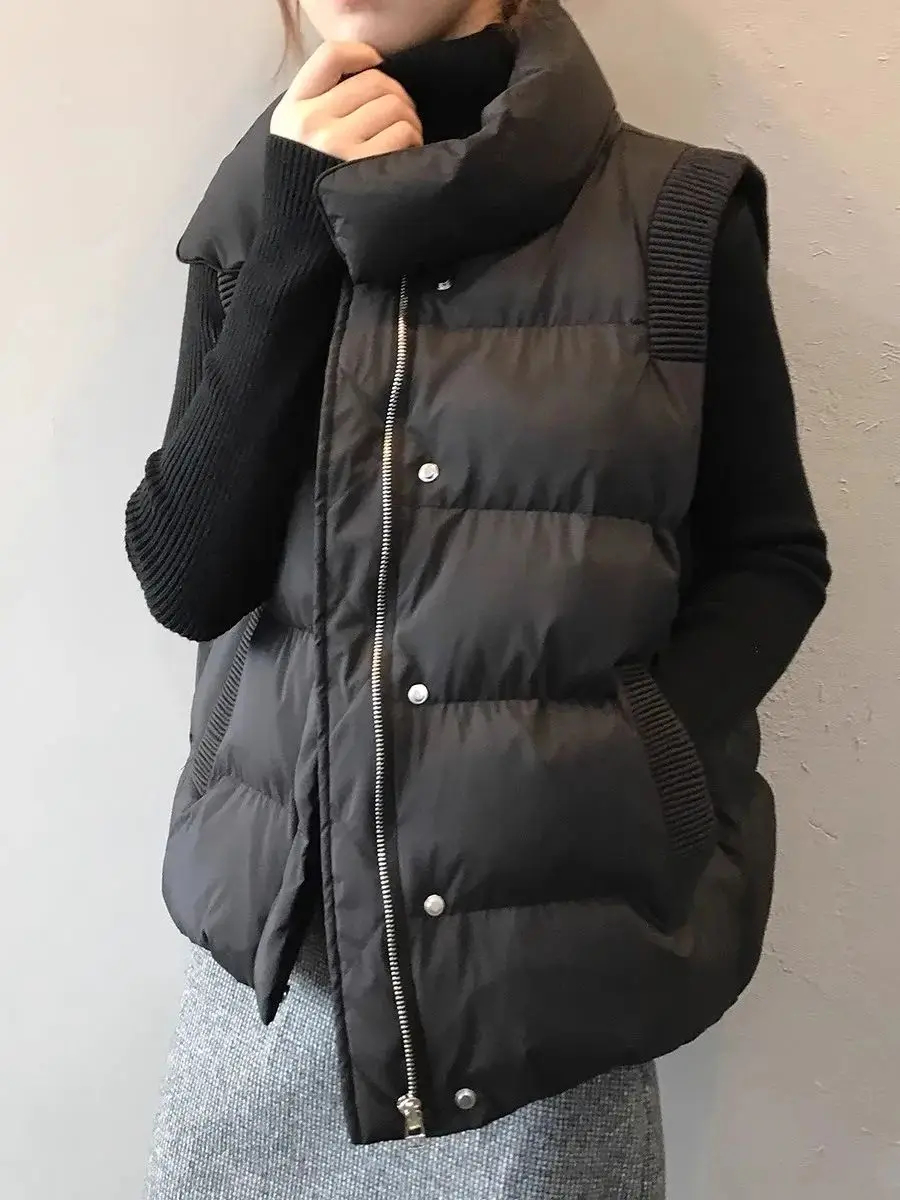 Inverno feminino plissado para baixo colete casacos mais grosso quente fofo para baixo casaco feminino inverno pão estilo parkas wy1635