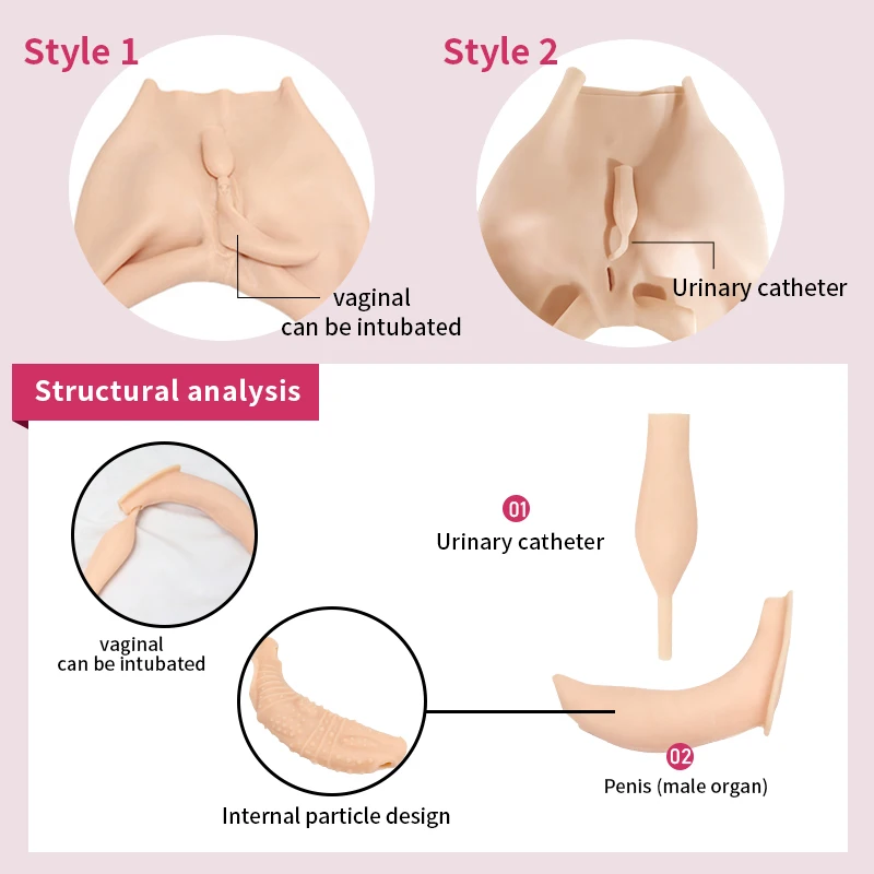 ONEFENG  Silicone False Vagina Pants Nine-Point Pants Male to Female Pseudo Supplies  Cosplay Dress-up Underwear Plus