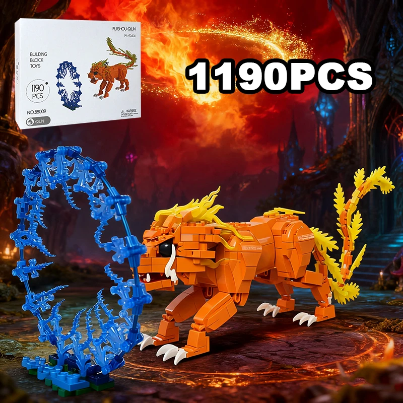 

Magic Movie Beasts Zouwu Chinese Mythical Animals Building Blocks Cat Lion Model Assembled Toy Christmas Gift For Kids
