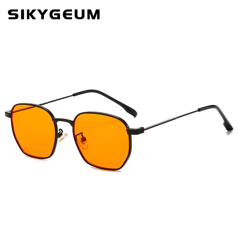 SIKYGEUM Square Metal Sunglasses Vintage Frame For Women Sunglasses Men Luxury Brand Design Sun Glasses Women Mirror Gafas De