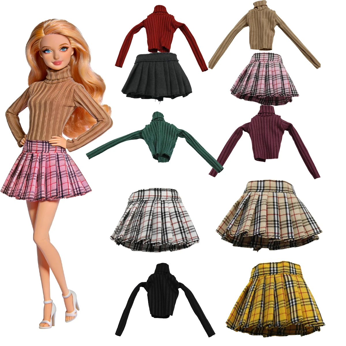 Nouvelle jupe courte simple de 30cm 1/6, t-shirt, accessoires de vêtements pour usage quotidien pour poupée Barbie