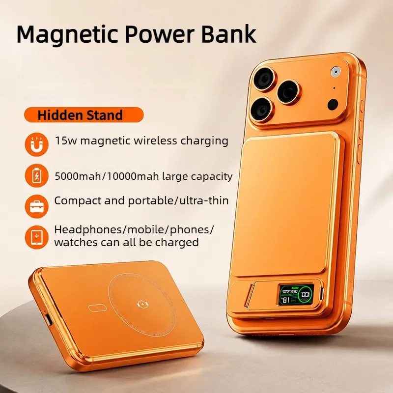 5000mAh/10000mAh Magnetic Wireless PowerBank 15W Fast Charging Digital Display Ultra-thin for Huawei Samsung IPhone 17 Xiaomi