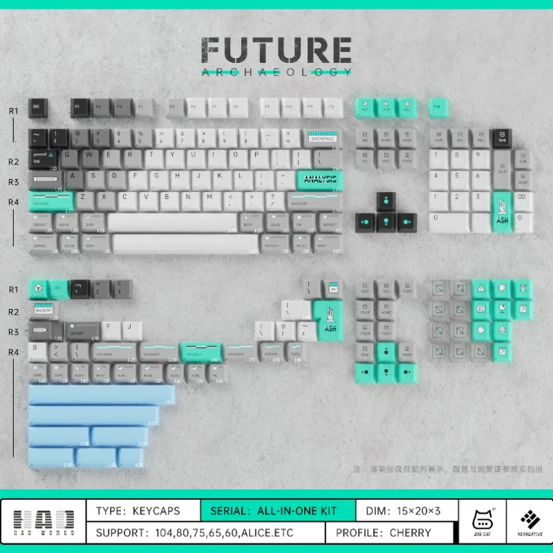 Imagem -05 - Arqueologia do Futuro-key Cap Conjunto para Teclado Mecânico Keycaps Transparentes 189 Chaves Pbt Material Abs uv Processo de Sublimação de Corante