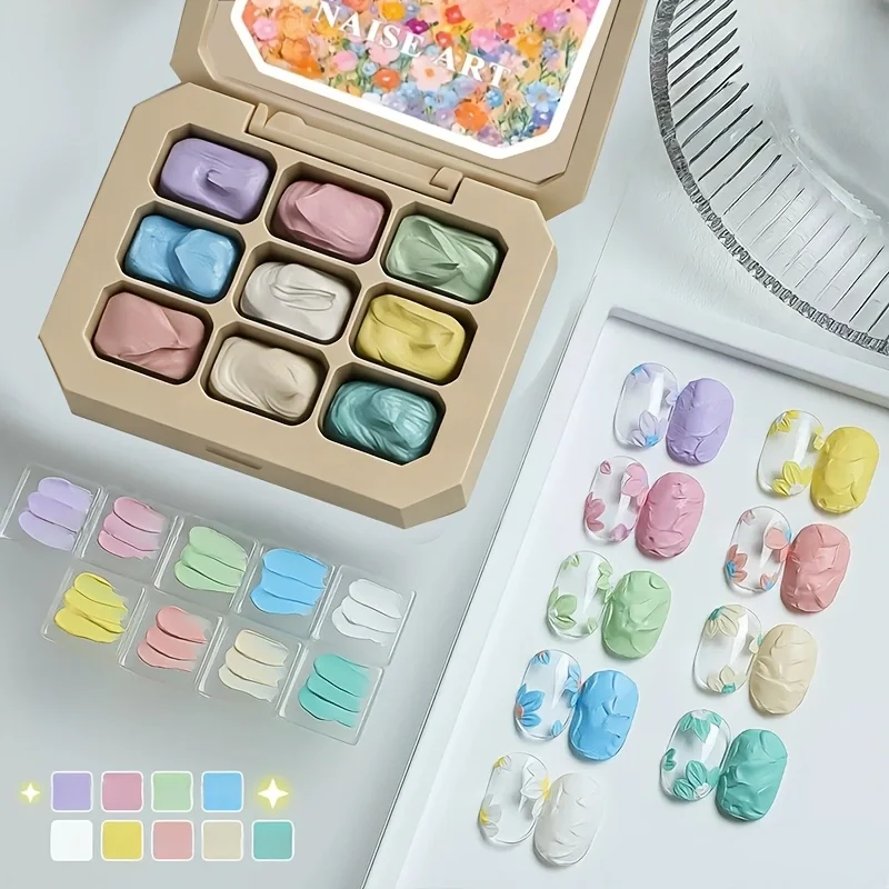 Nine-Color Macaron-Colored Solid Gel Polish with UV Coating; DIY Nail Art Artistry; Nail Tools Suitable for Nail Technicians; Su