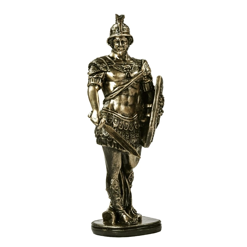 Scaled Ancient Soldier Sculpture Handmade Resin Swordsman Statue Monarch War Craft Ornament for Room Decor Art Collection