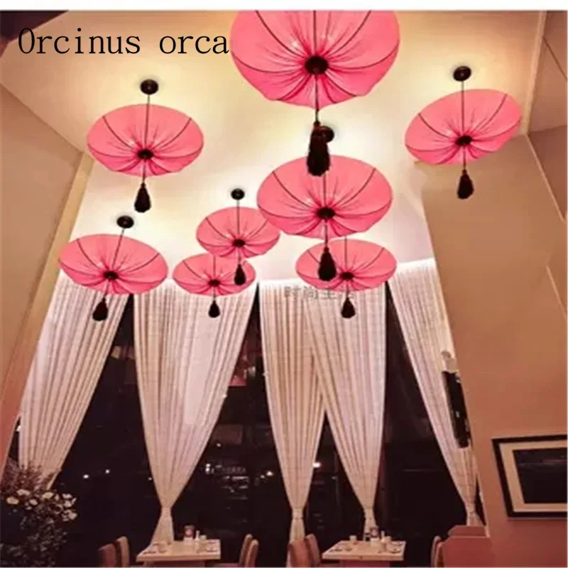 Southeast Asia cloth art lotus lamp Chinese art pendant lamp  restaurant coffee shop lamp Postage free