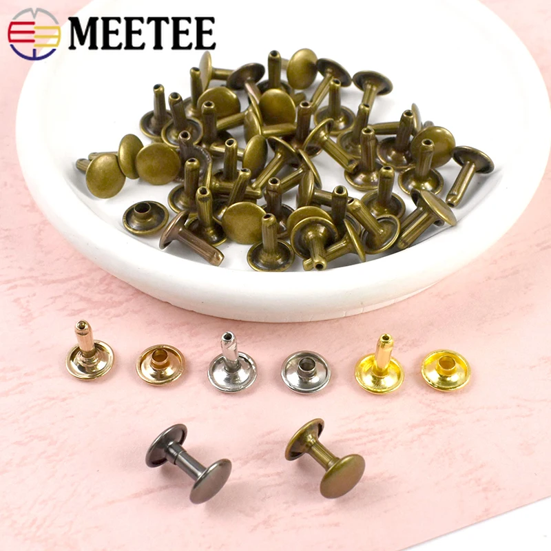 

100Sets 6/8mm Metal Double Cap Round Rivet Studs Button Bag Clothes Rivets Nail Belt Shoes Hat Buckle Leather Crafts Accessories