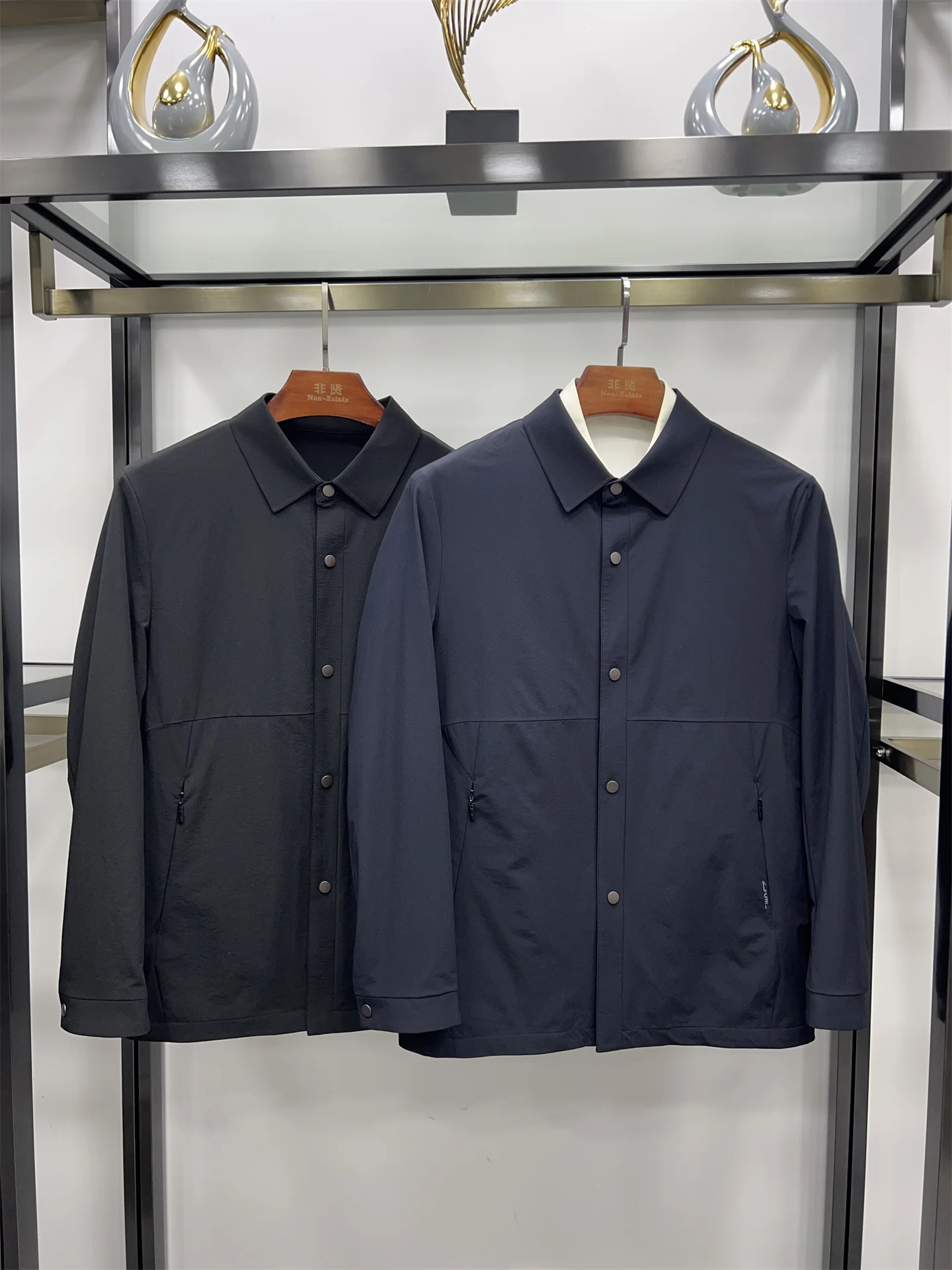 

Non-Saints Men's Casual Jaet Collared Busin Faion Versatile Spring Autumn New Sle Stand Fit Nylon Spandex Blend