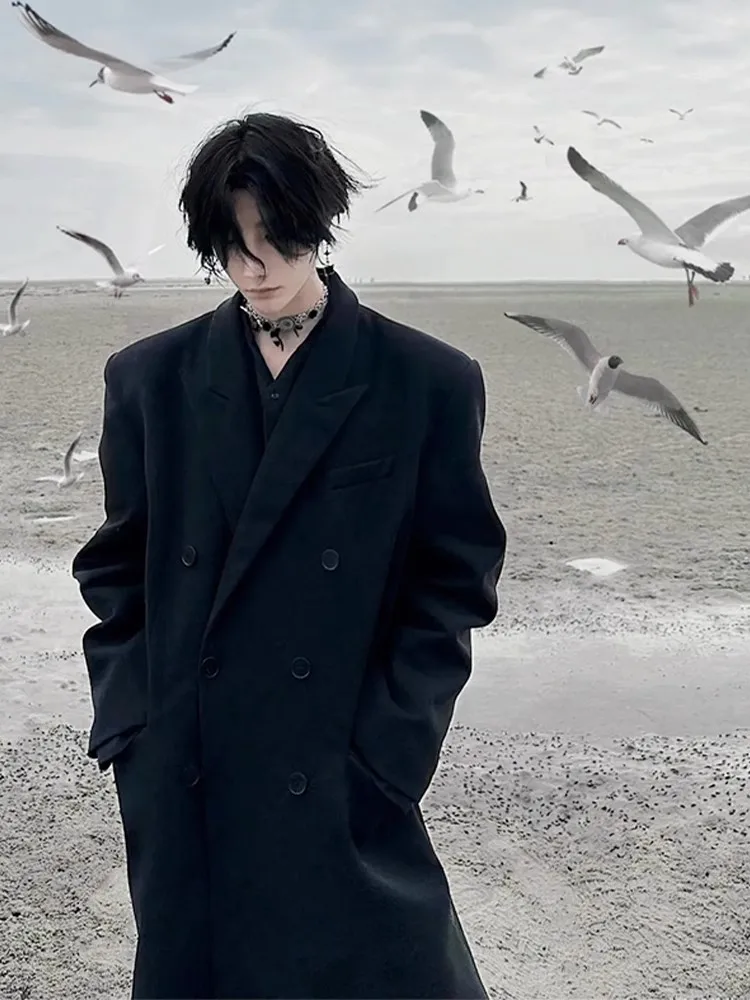 

Новое зимнее мужское шерстяное пальто на двубортной застежке с длинными рукавами, на флисовой подкладке, в корейском стиле, больших размеров, ветровка, молодежная мода