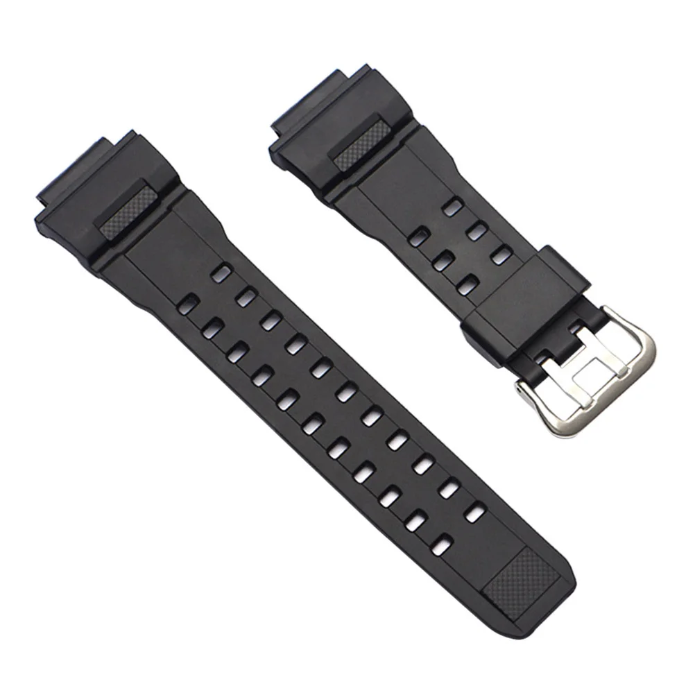 Bracelet de montre en résine noire, bracelet de remplacement confortable en PU pour hommes et femmes, montre-bracelet de Sport décontractée à la mode