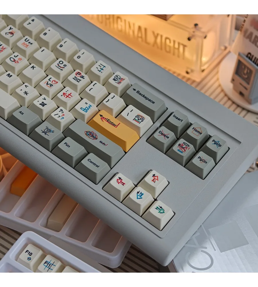 Retro graffiti mechanical keyboard keycaps PBT hot sublimation original high customization magnetic axis suitable for ROG night