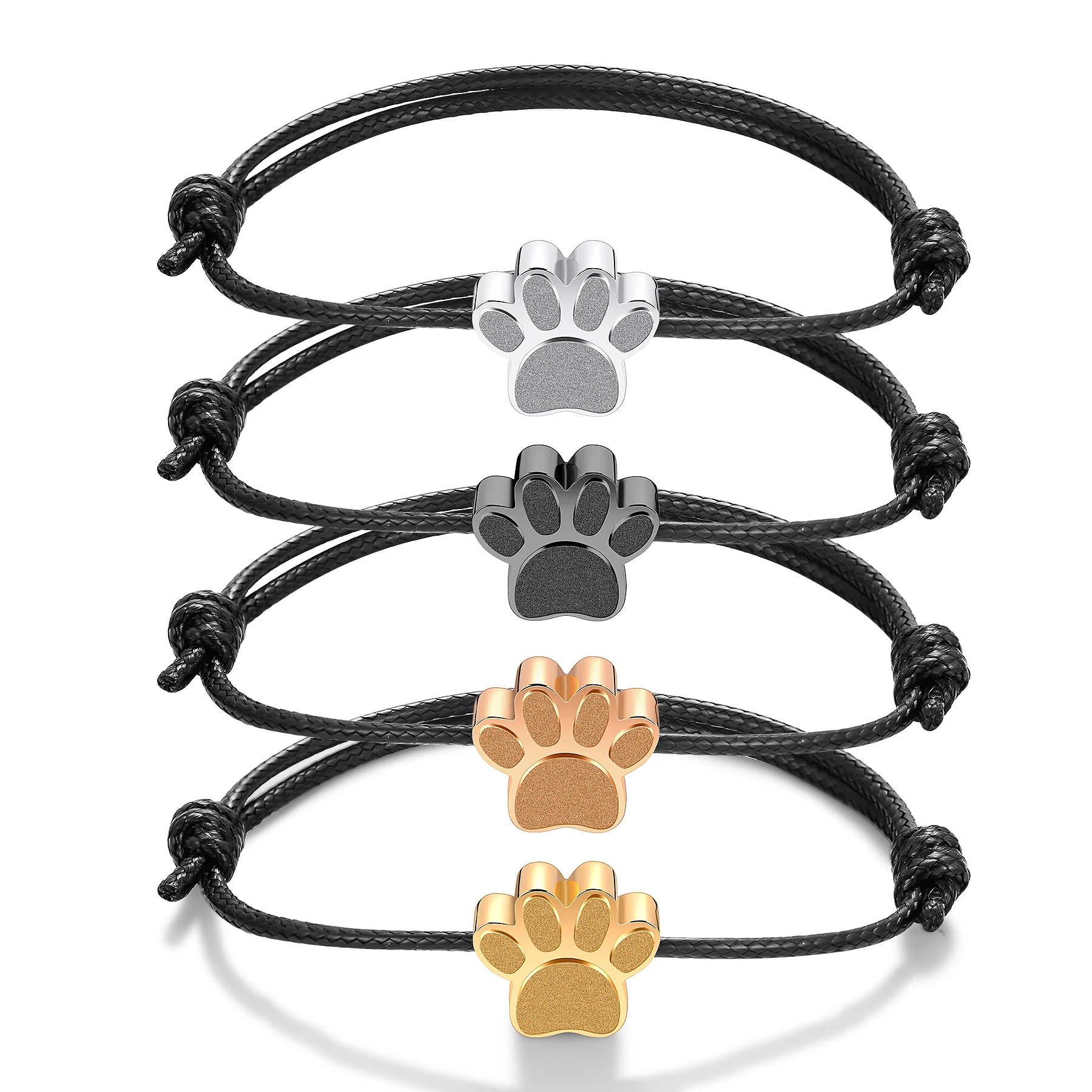 Feuerbestattungsarmband für Asche, Edelstahl, Pfotenabdruck, Urne, Schmuck, verstellbarer Armreif, Haustier, Hund, Katze, Aschehalter, Gedenkgeschenk