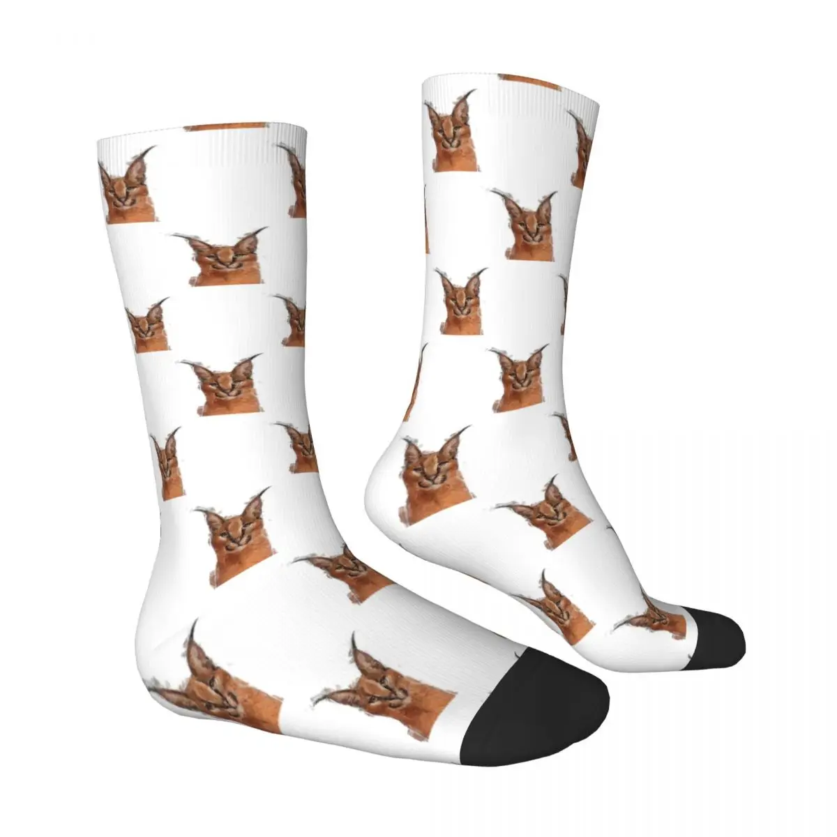 Hand Painted Zabloing Big Floppa Caracal Caracal Cat Socks Male Mens Women Summer Stockings Hip Hop