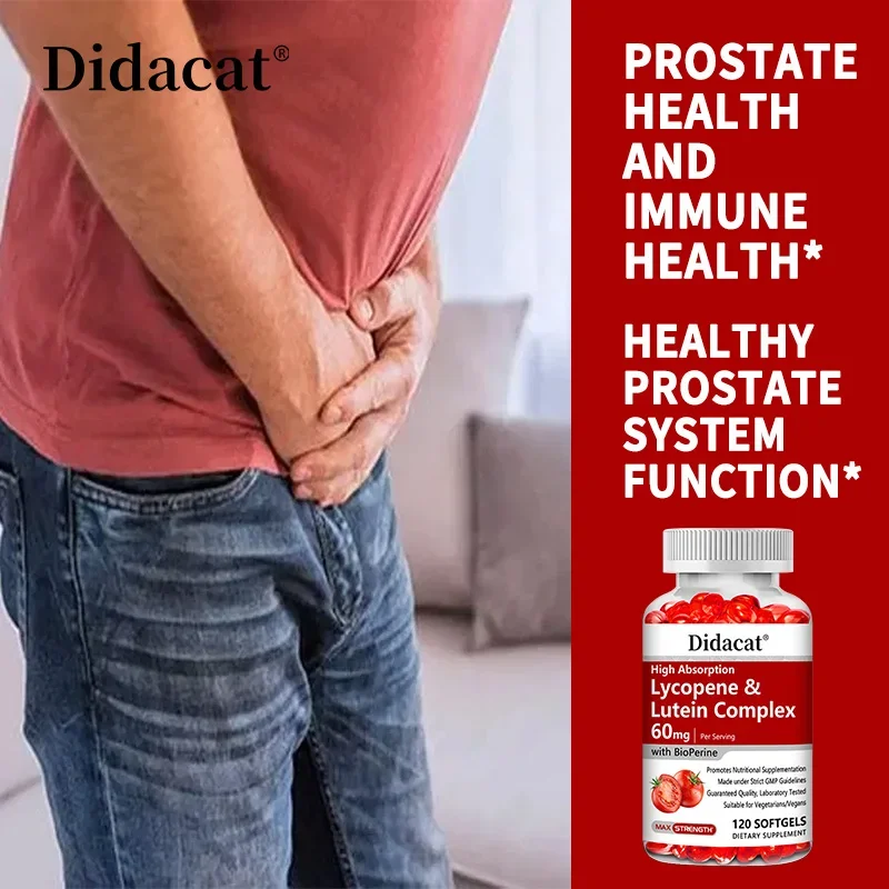 Lycopene & Lutein Complex 60mg, 120 Veggie Capsules (Non-GMO, Vegetarian) Supports Prostate Health, Immune, Heart, Vision