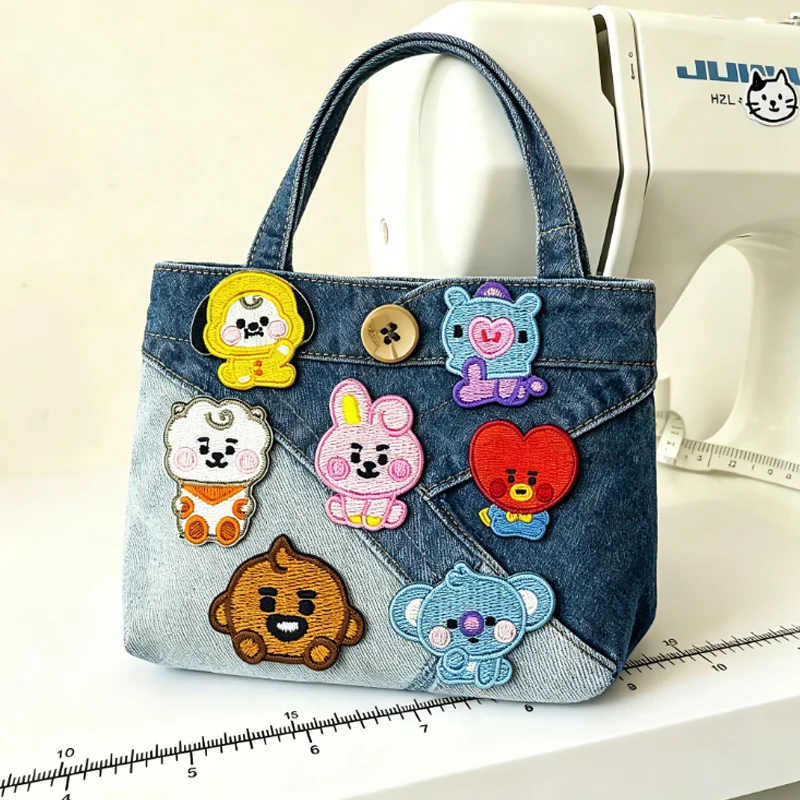 Patch de Tecido Bordado BT21 para Animais Fofos, Etiqueta de Tecido para Sapatos, Chapéus, Acessórios de Vestuário, Adesivos Bordados