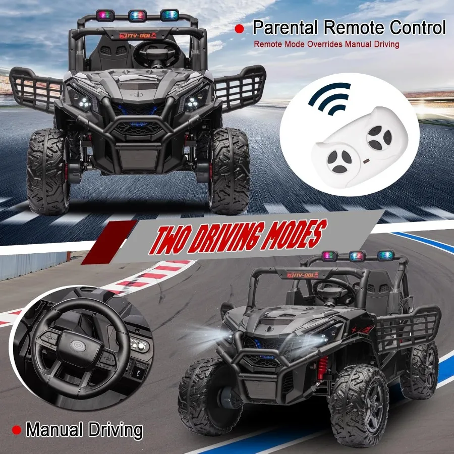 24V 2-Seater Ride On Car Side by Side Ride On Truck with Remote Control Battery Powered Electric Car for Off-Road Ride On Truck