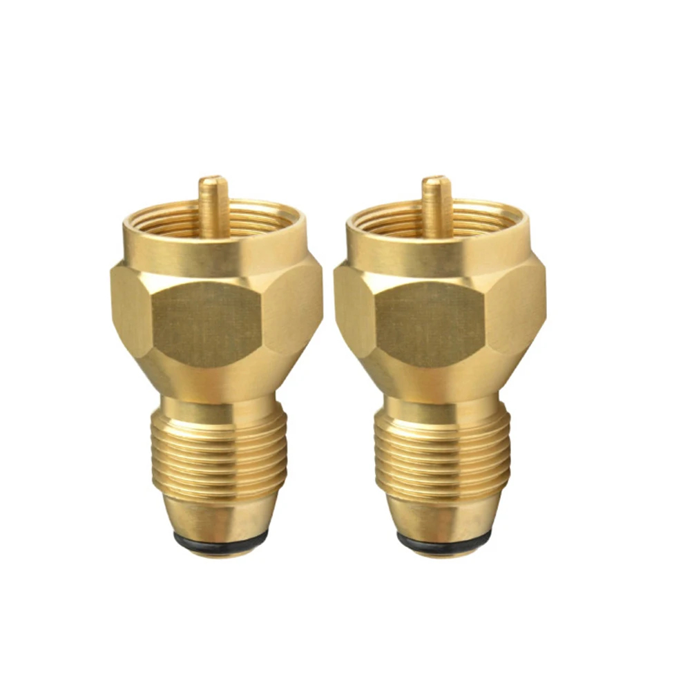 

2 Pcs Gas Tank Conversion Head Connector Refill Adapter Cylinder Brass Transfer Joint Propane BBQ Camping Tailgating Safe Easy