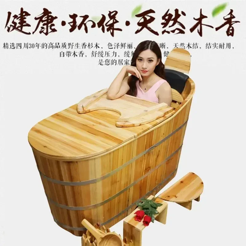 Cubo de baño, bañera, bañera, cubo de madera, hogar completo