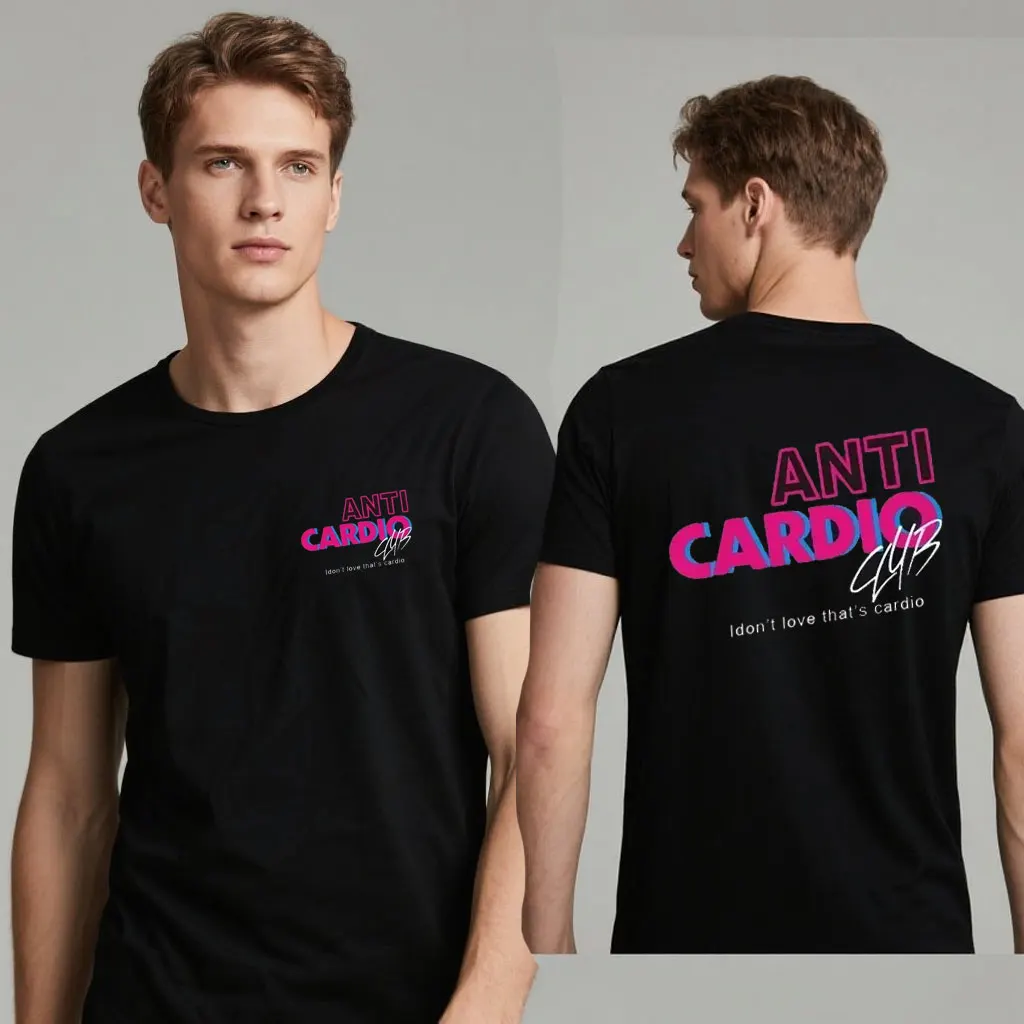 Anti Cardio Club T Shirt Gym cotton Women Clothing Life Sayings Letter Cotton Tee Women/Men Clothing Exercise Fitness Outfits
