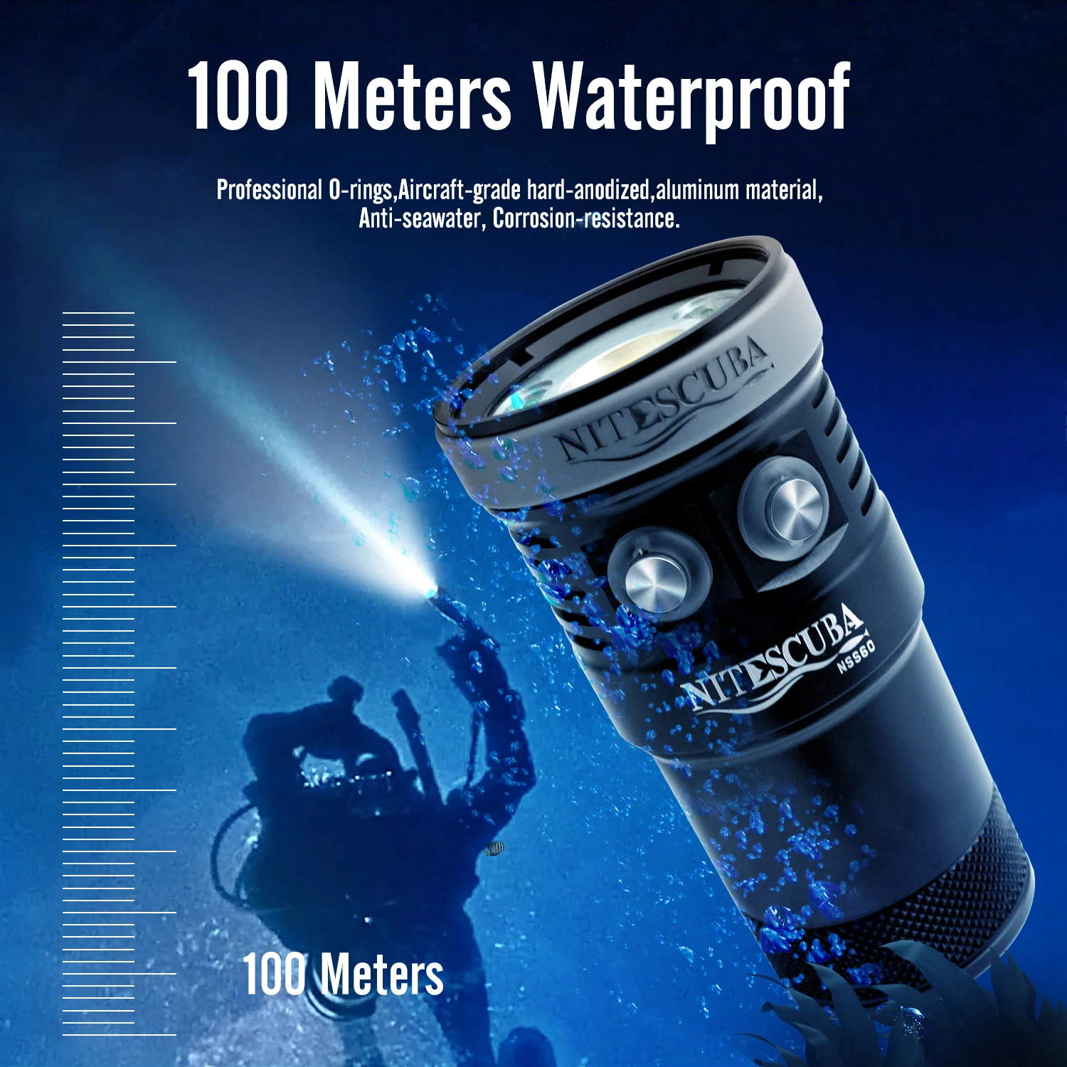 Nitescuba LED Dive Light Video Photography Glare 6000 lumens scuba torch Wide Angle CRI=90 UV Red focus 100 waterproof