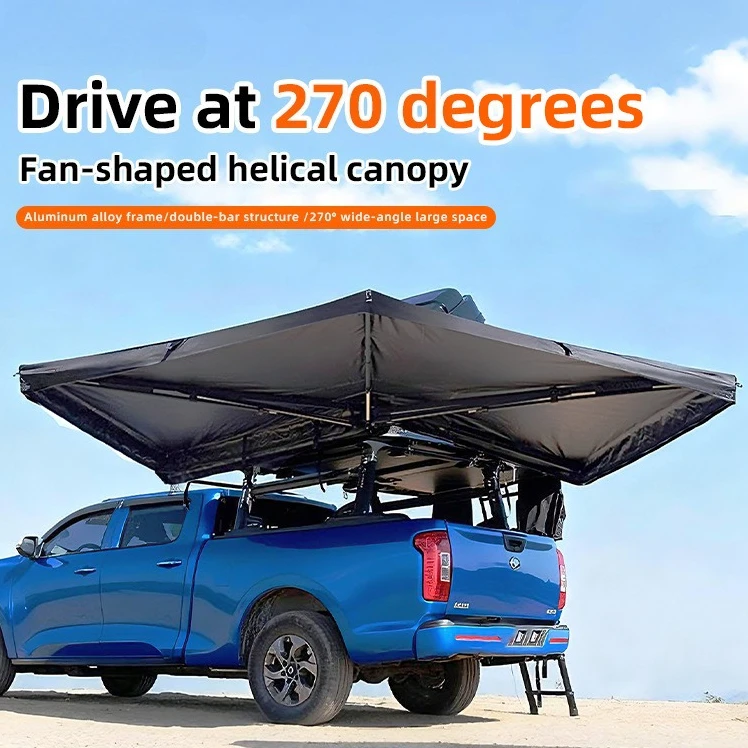 

270° Fan-Shaped Car Side Awning Overland Waterproof Rainproof UV Sun Shade Side Tent Canopy for SUV 4x4 Camping Side Tent Canopy