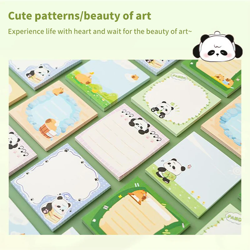 50Sheets Cartoon Panda Capybara Non Sticky Note Book Message Paper Kawaii Cute Sticky Notes School Supplies Note Paper Gifts