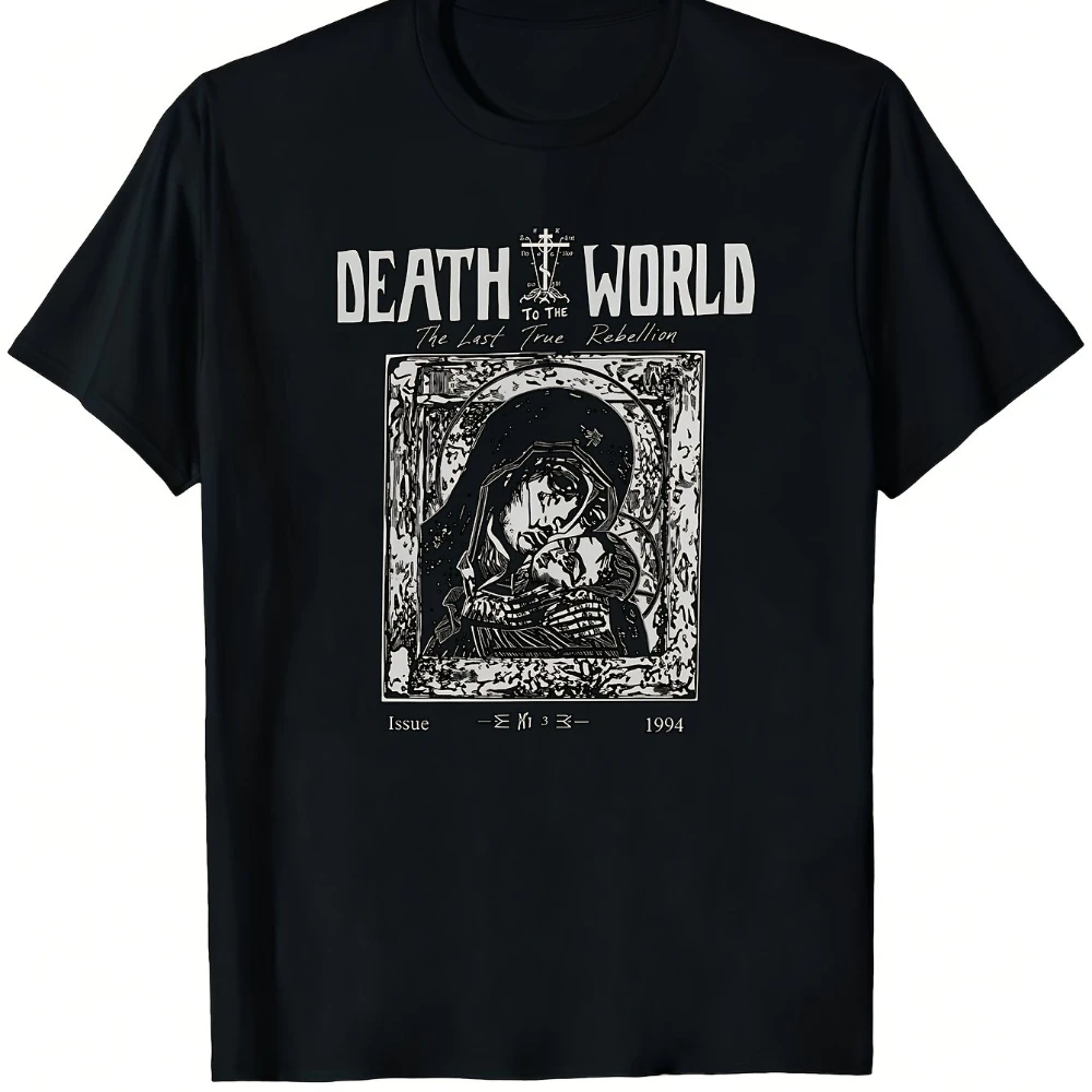Christian Orthodox Holy Mary T-Shirt Death Men'S Harajuku Style Minimalist Pure Shirt Pure 180G Comfortable All Year