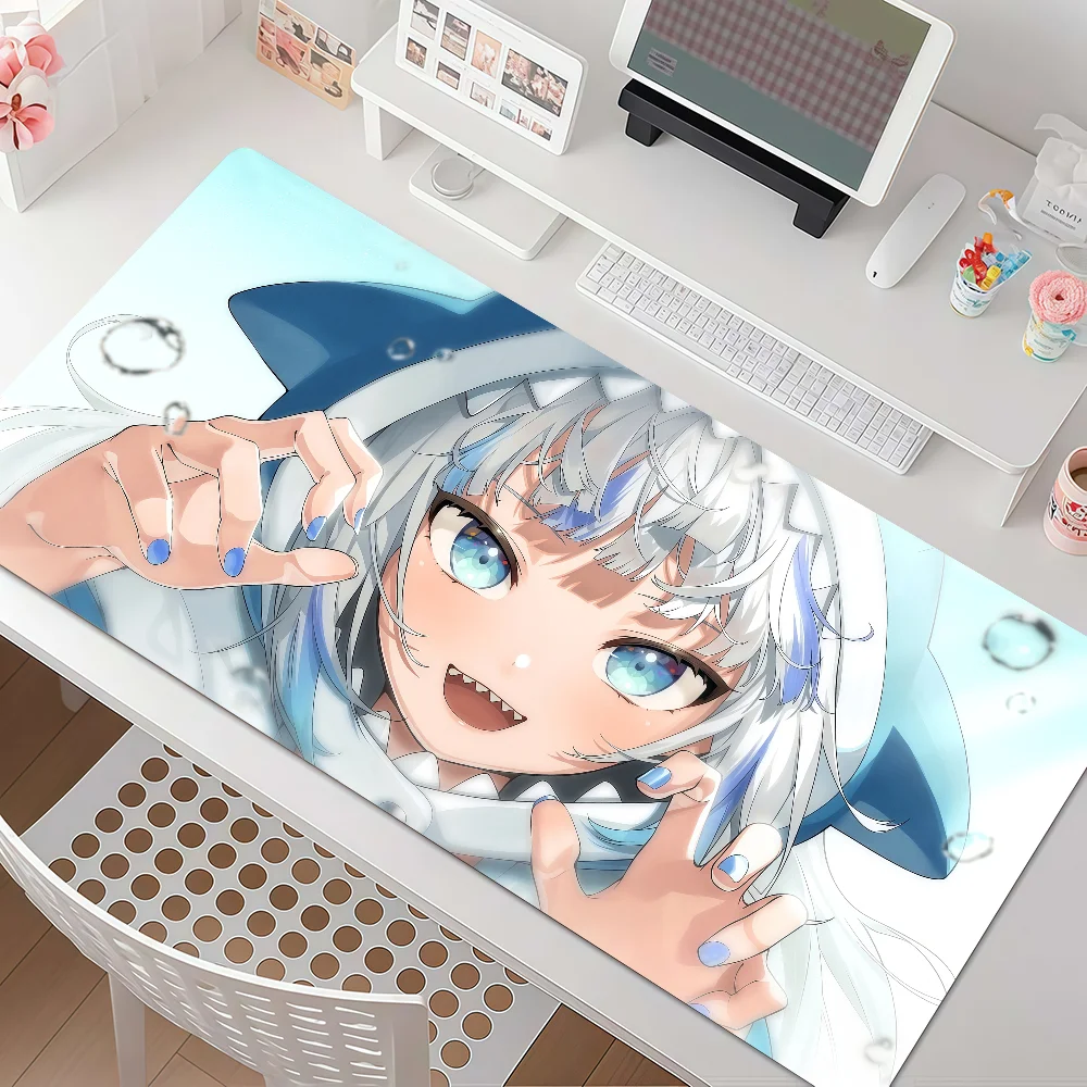 Virtual G-gawr Gura Anime Mouse Pad Anti Slip Rubber Edge Locked Thickened Laptop Gaming Desk Mat