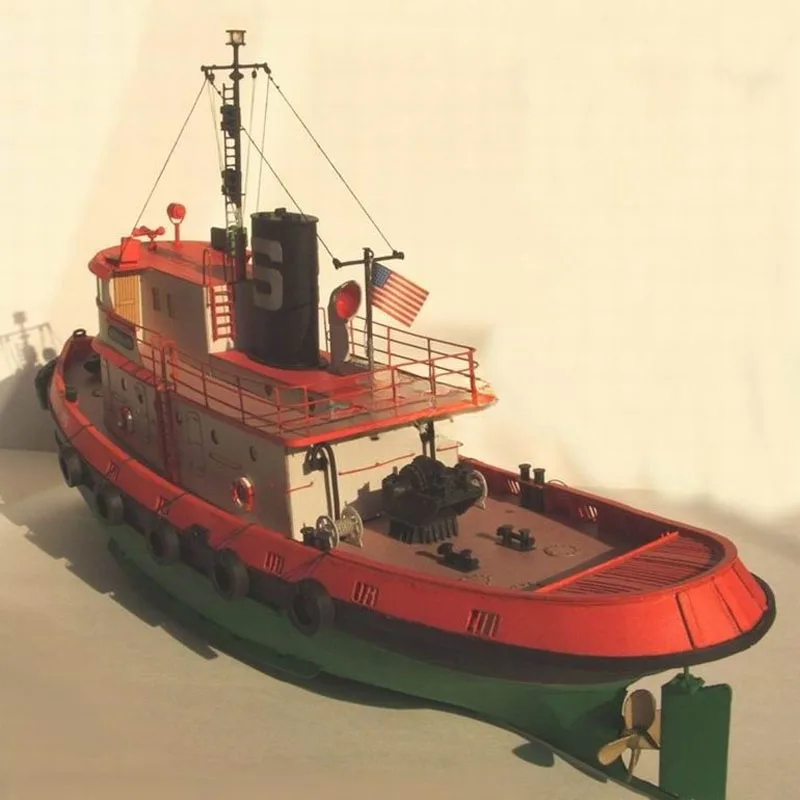 1/72 Dock Tugboat Paper Model Ship Freighter Kit DIY Handmade Paper Model Toy Gift Puzzle Ship Model Decorative Ornaments