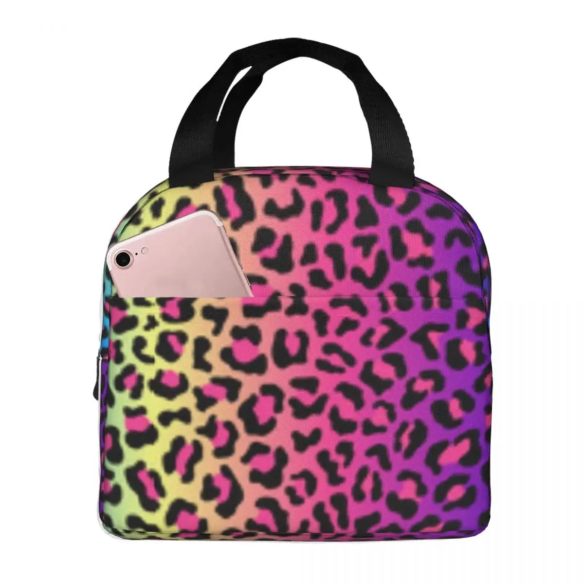 Rainbow Leopard Tiger Cheetah Print Pattern Insulated Lunch Bag Women Portable Cooler Thermal Lunch Tote Office Picnic Travel