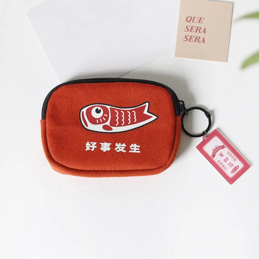 For Women Canvas Cloth Good Luck Fortune Wealth Gift For Student For Girls Card Holder Coin Purse Lucky Koi Wallet Short Purse