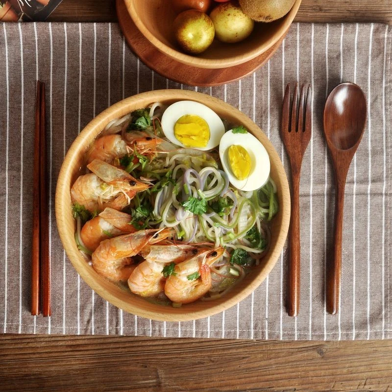 Conjunto de Talheres Portátil de Madeira: Colher, Garfo e Hashi para Viagem, Acampamento, Lancheira, Cozinha, Jantar, Presente, Grau Alimentício