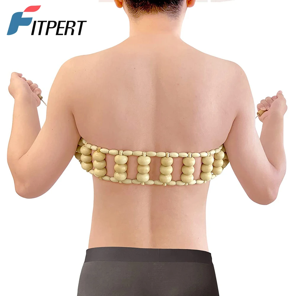 

1 PC Wood Massage Roller, Wooden Therapy Cellulite Massage Tools, Wood Manual Back Massager Roller Rope for Leg Back Pain Relief