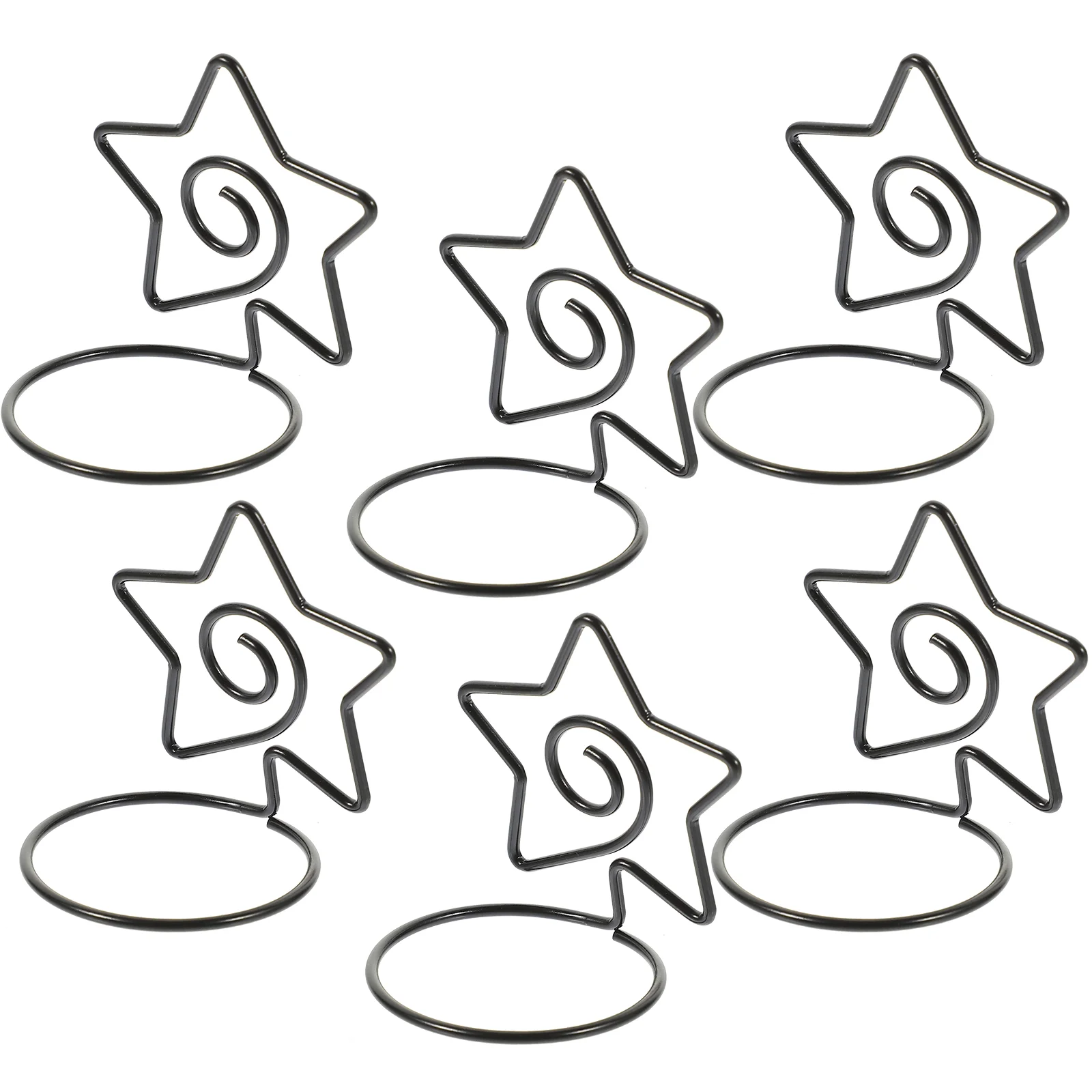 6 Pcs Picture Shelf Photo Pentagram Note Holder Table Sign Holders Folder Frame Card Silver Stand Number Place