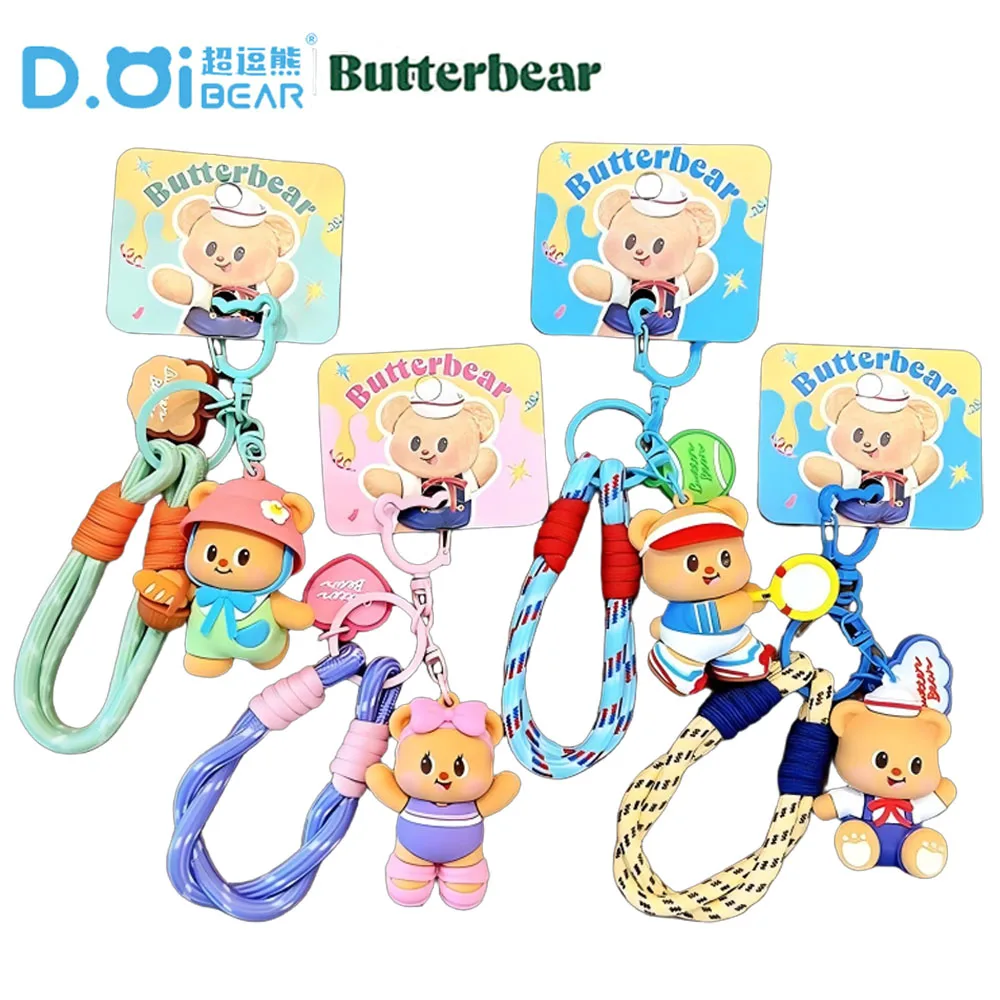 

Original Butter Bear Sports Day Series Keychains Adorable Cartoon Backpack Charms Practical Collection Birthday Gift for Couples