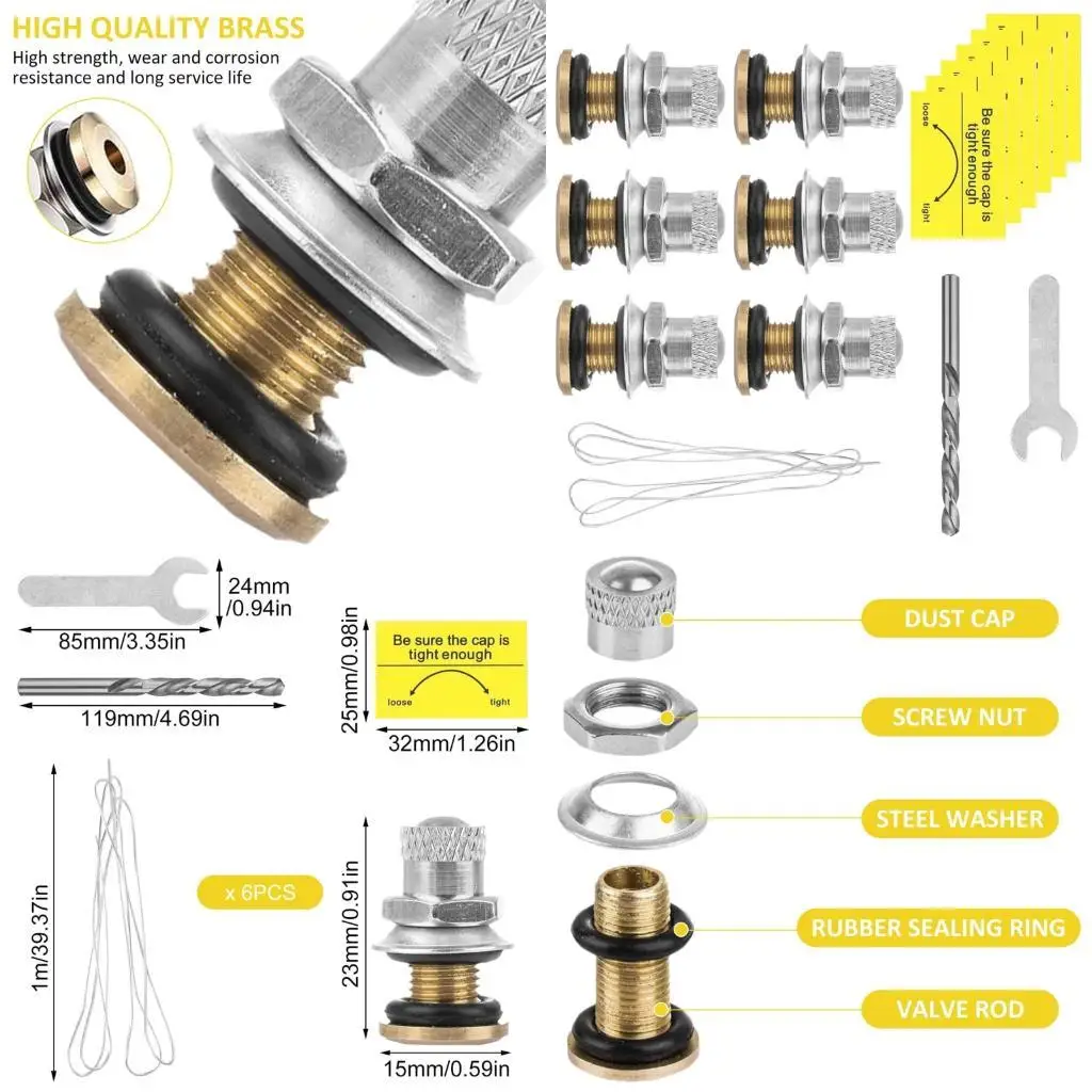

652F Ventilation Caps Set For Fuels Canisters Leak Proof Double Seal Gaskets Solid Coppers Material Gas Canister Vent Caps