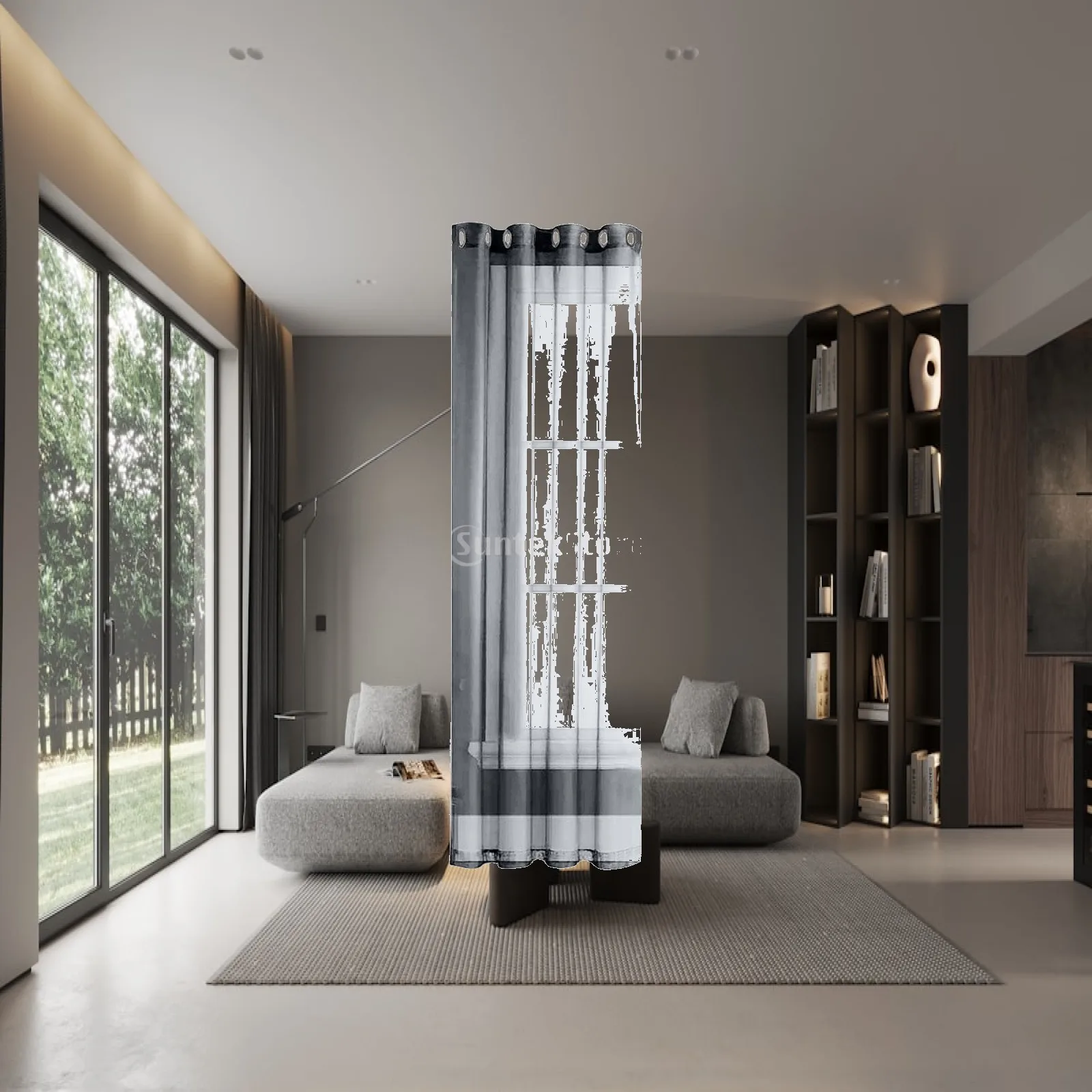 Sheer Curtain Panels Waterproof Eyelet Top Deck Sheer Window Curtain Drape Pool Proof Window Treatments